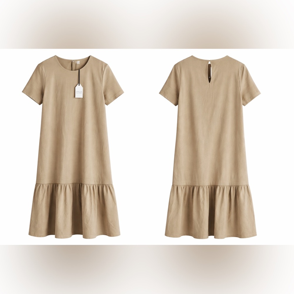 NWT English Factory Tan Short-Sleeve Ruffle-Hem Dress - Picture 5 of 9
